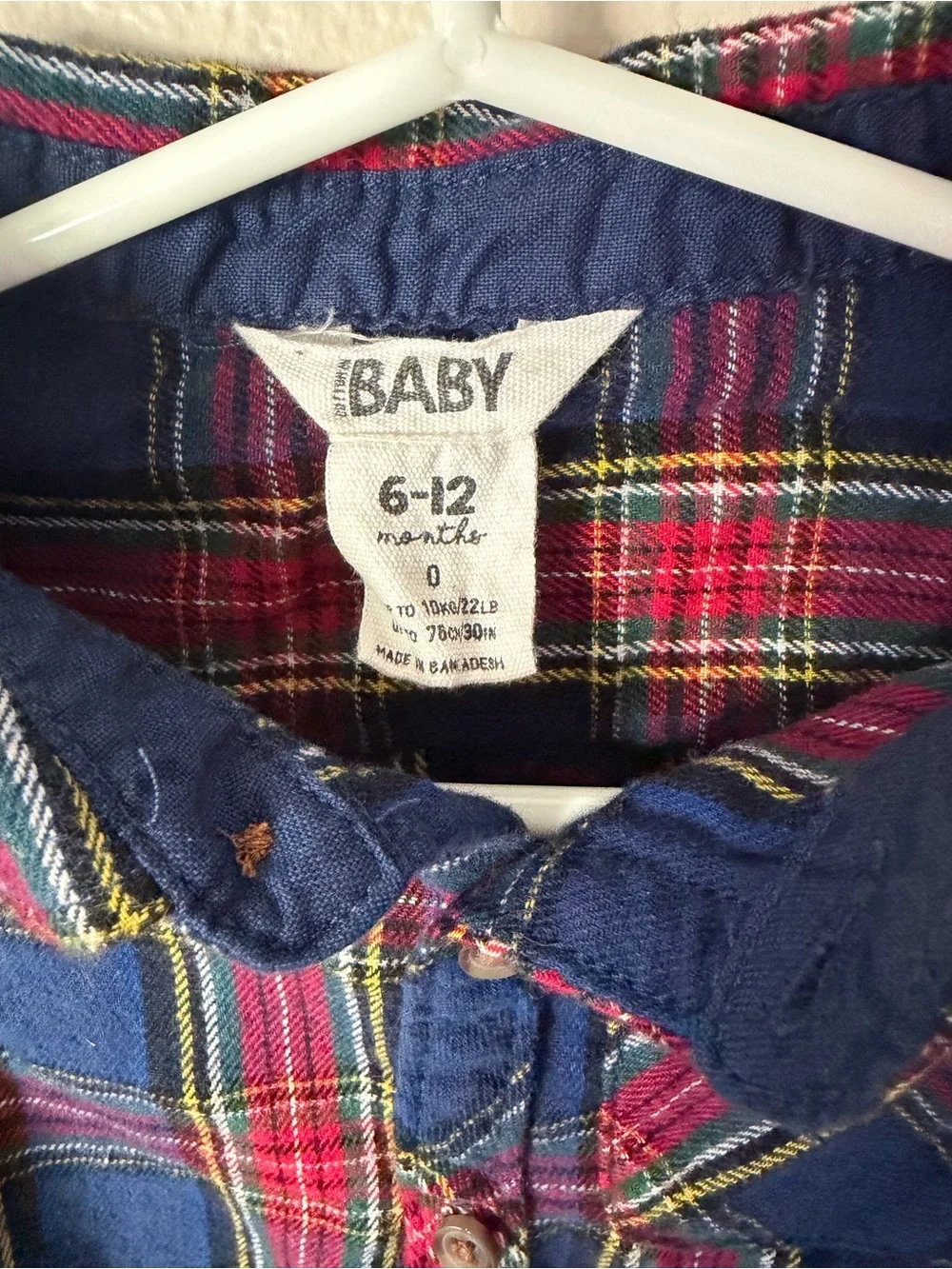 Cotton On Kids Navy and Red Plaid Button-Down Shirt